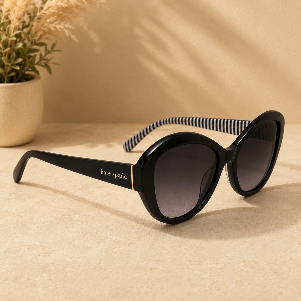 Kate Spade Karina 8079O Black Cat Eye Sunglasses Gradient Grey Lenses 56mm - Picture 3 of 3